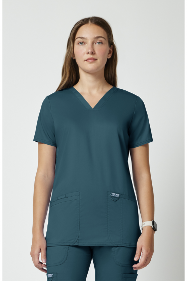 Cherokee Revolution Women's V-Neck Scrub Top, Caribbean Blue