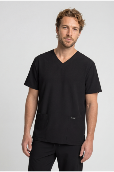 Cherokee Ultra 2-Pocket Unisex V Neck Top, Black