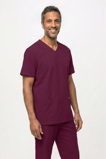 Cherokee Ultra 2-Pocket Unisex V Neck Top, Wine