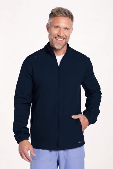 Cherokee Ultra Mens 2-Pocket Scrub Jacket, Navy