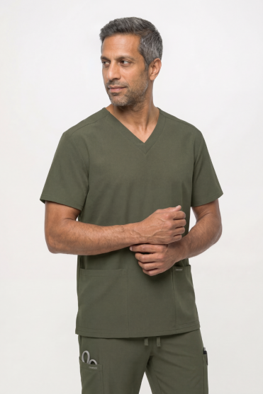 Cherokee Ultra Unisex V Neck Top, Olive