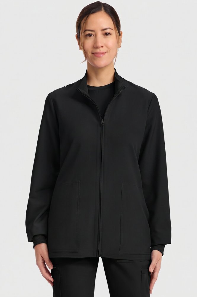 Cherokee Ultra Womens 2-Pocket Scrub Jacket, Black