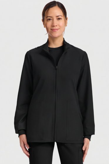 Cherokee Ultra Womens 2-Pocket Scrub Jacket, Black
