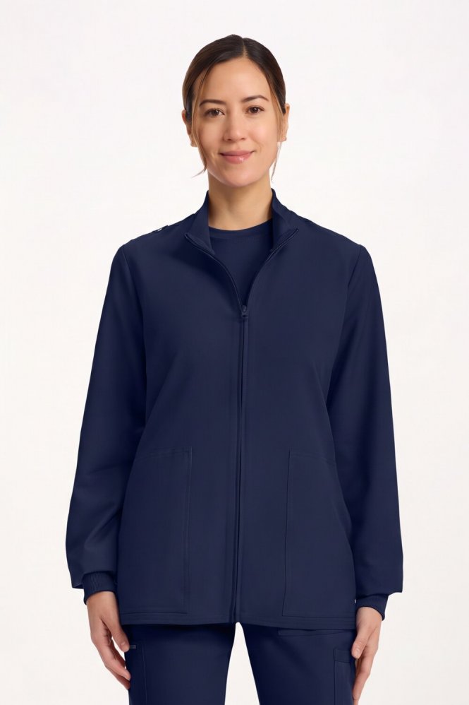 Cherokee Ultra Womens 2-Pocket Scrub Jacket, Navy
