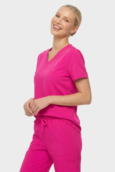 Cherokee Ultra Womens 2-Pocket V Neck Top, Pink