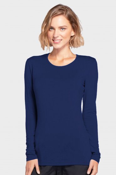 Cherokee Women's Long Sleeve Underscrub Knit Tee, Navy