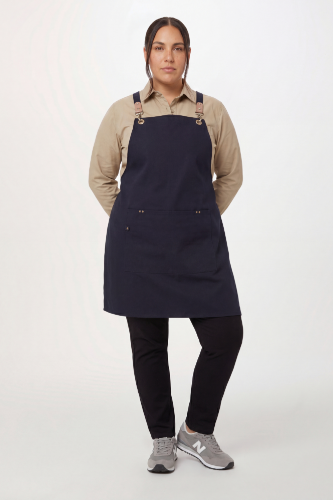 Clip & Clasp' Cross-Back Bib Apron, Navy