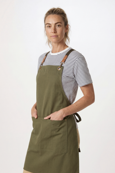 Clip & Clasp' Cross-Back Bib Apron, Olive