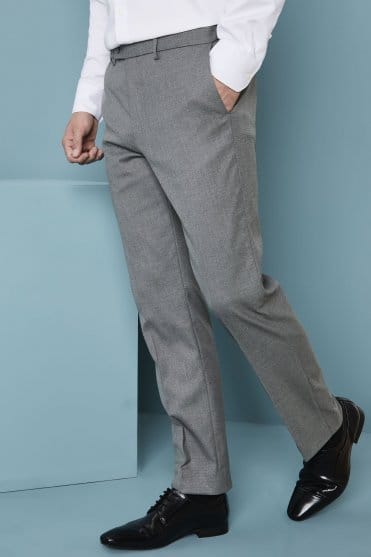 Contemporary Mens Flat Front Trouser, Modern Fit, Short Length, Grey