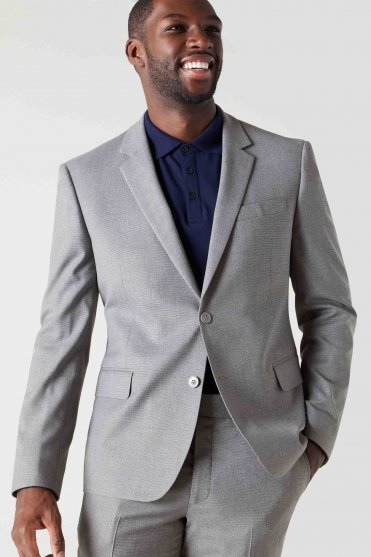 Contemporary Men's Modern Fit Long Jacket, Grey