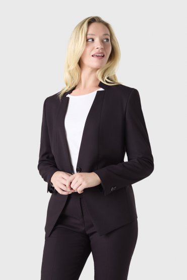 Contemporary Women's Notch Neck Suit Jacket, Plum