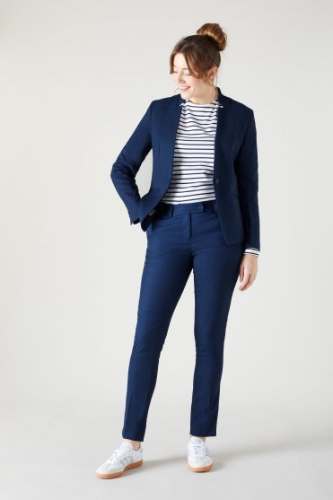 Contemporary Women's Slim Leg Trouser, Unhemmed Length, Blue