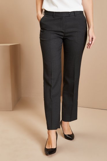 Contemporary Women's Straight Leg Trousers, Short Length, Charcoal