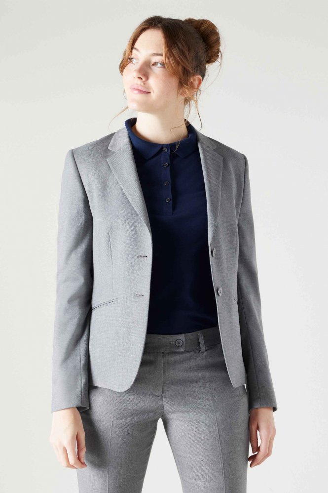 Contemporary Women's Two Button Suit Jacket, Tall Length, Grey