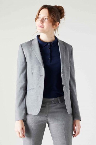 Contemporary Women's Two Button Suit Jacket, Tall Length, Grey