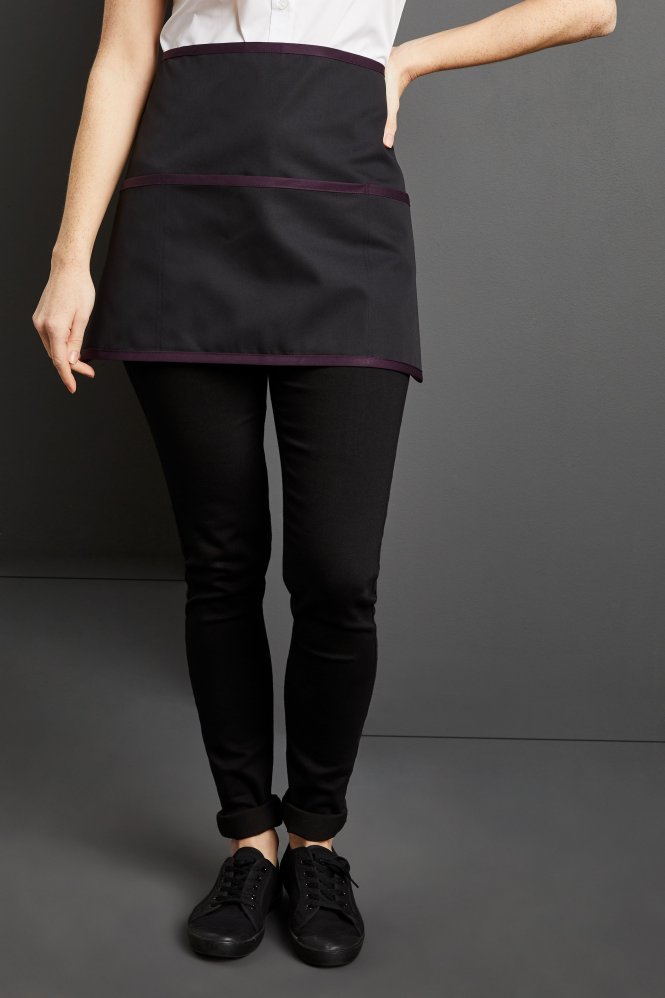 Contrast Money Purse Apron, Black/Plum