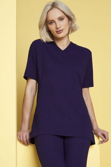 Crepe Women's V-Neckline Tunic with Pockets, Violet