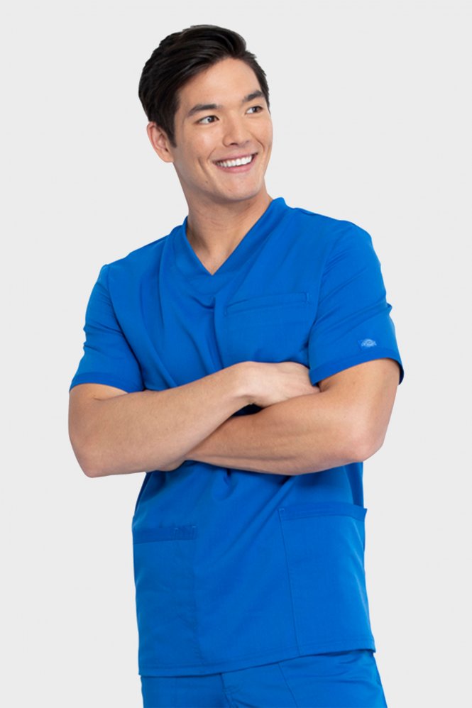 Dickies Balance Men's V-Neck Scrub Top, Royal
