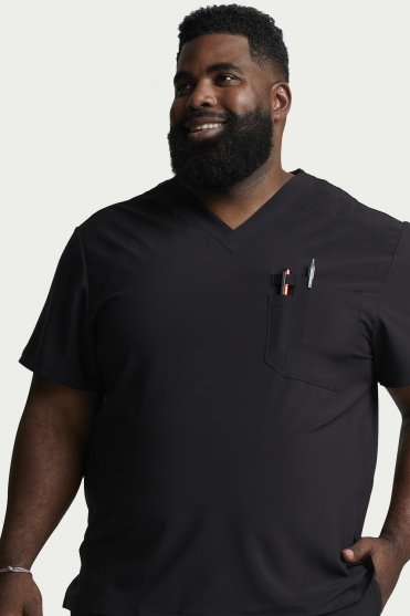 Dickies EDS Essentials Men's Tuckable V-Neck Scrub Top, Black