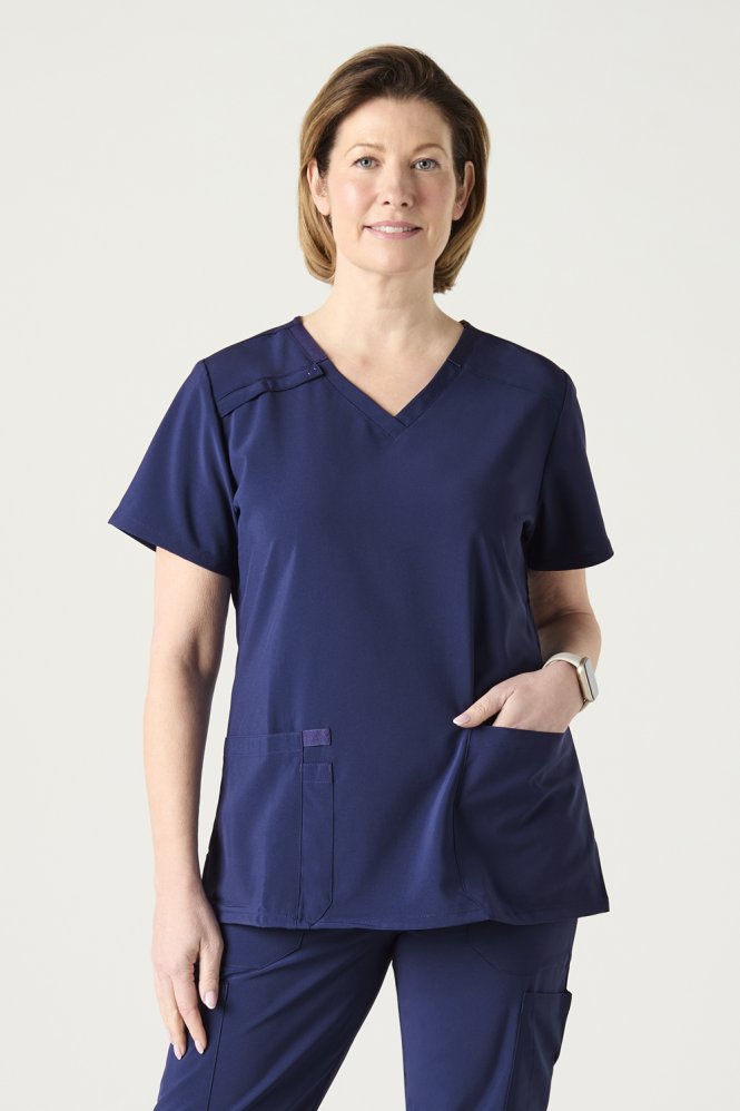 Dickies EDS Essentials V-Neck Scrub Top, Navy Features