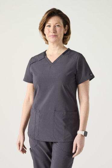 Dickies EDS Essentials Women's V-Neck Scrub Top, Pewter