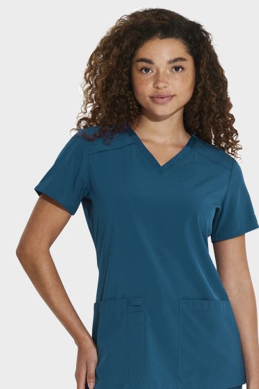 Dickies EDS Essentials Women's V Neck Top, Caribbean Blue