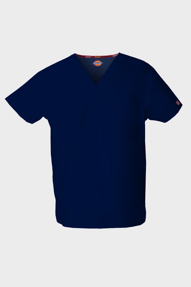 Dickies EDS Signature Unisex V-Neck Scrub Top, Navy