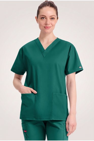 Dickies EDS Signature Women's V-Neck Scrub Top, Hunter Green