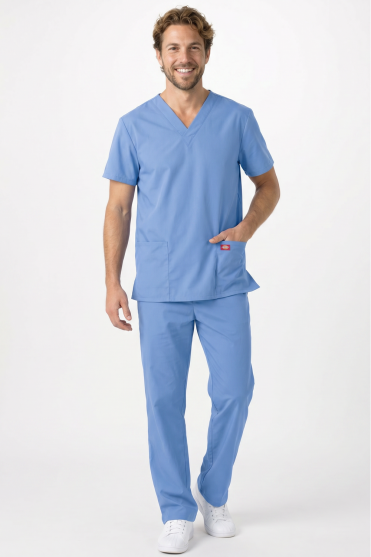 Dickies Medical Unisex Scrub Top and Trouser Set, Ciel