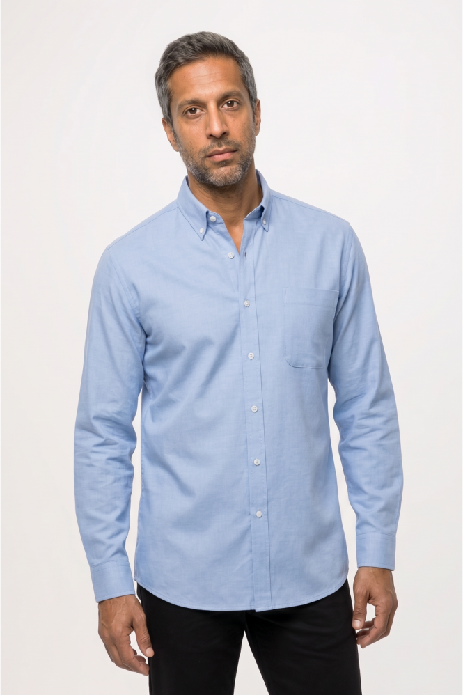 Disley Men's Bruff Oxford Long Sleeve Shirt, Blue
