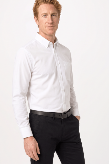 Disley Men's Bruff Oxford Long Sleeve Shirt, White