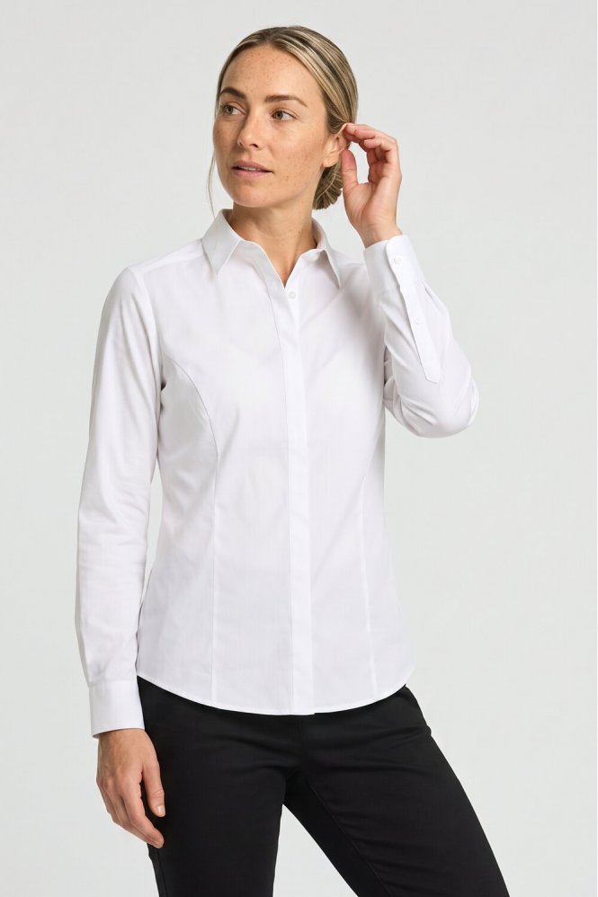 Disley Women's Orla Stretch Long Sleeve Shirt, White