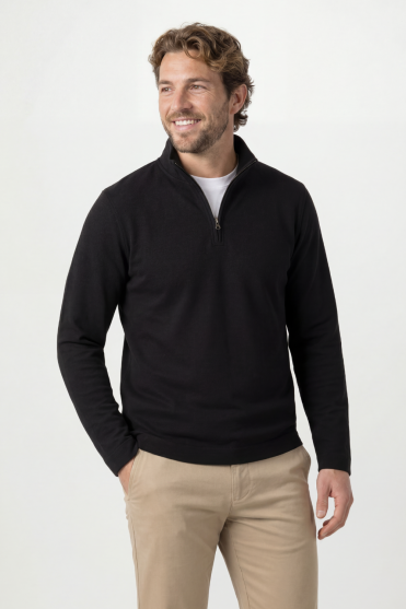 Front Row Men's Premium Piqué 1/4 Zip Top, Black