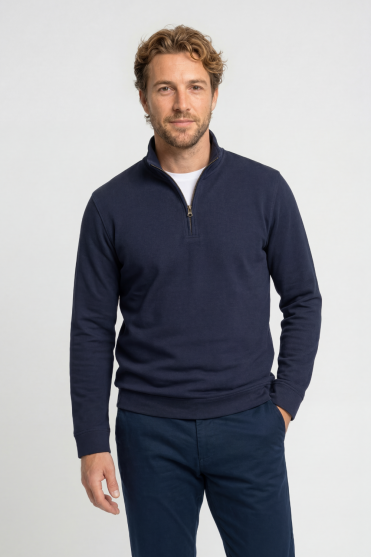 Front Row Men's Premium Piqué 1/4 Zip Top, Navy