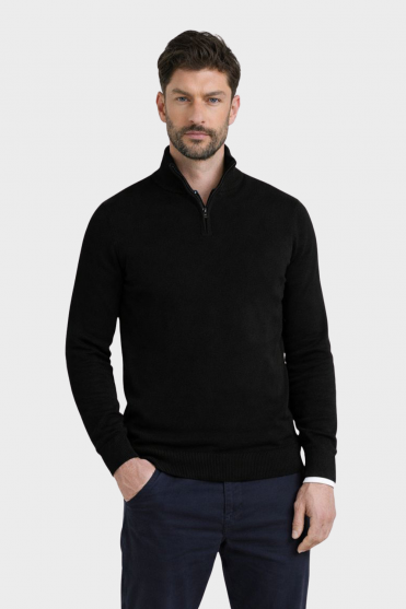 Henbury Men's 1/4 Zip Jumper, Black