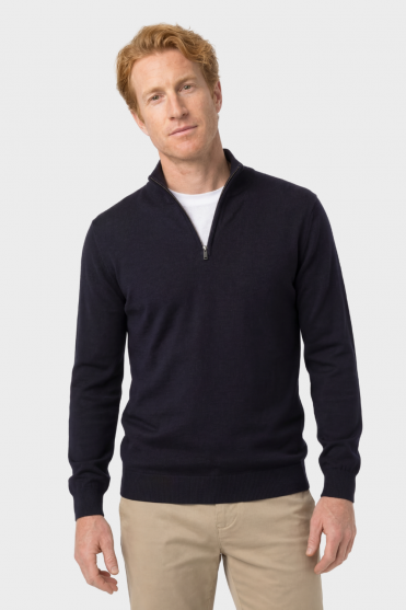 Henbury Men's 1/4 Zip Jumper, Navy