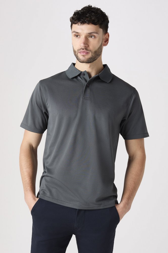 Henbury Men's Coolplus Polo Shirt, Charcoal