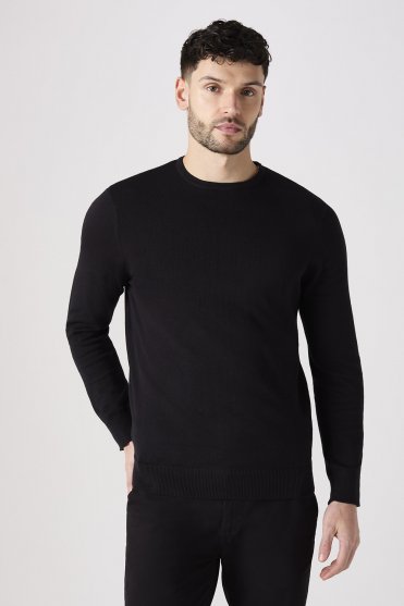 Henbury Men's Crew Neck Jumper, Black