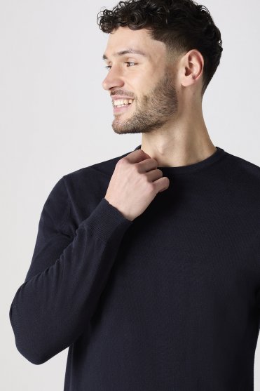 Henbury Men's Crew Neck Jumper, Navy