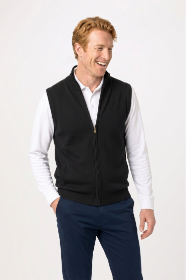 Henbury Men's Sleeveless Zip Jumper, Black