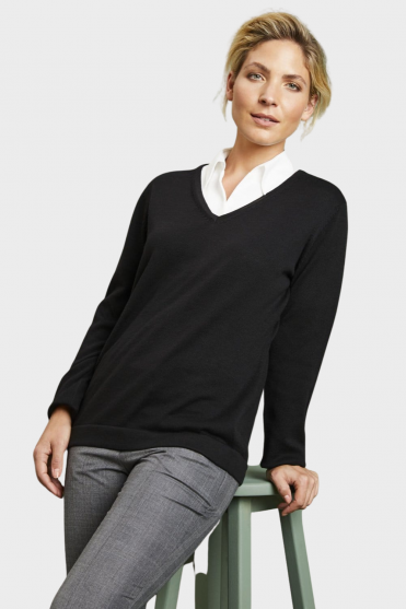 Henbury Women's V-Neck Jumper, Black