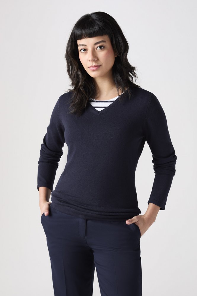 Henbury Women's V-Neck Jumper, Navy