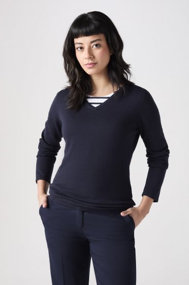 Henbury Women's V-Neck Jumper, Navy