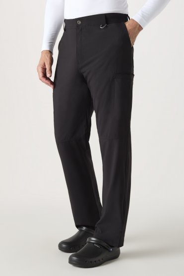 Infinity by Cherokee Men's Fly Front Low-Rise Cargo Scrub Trousers, Black