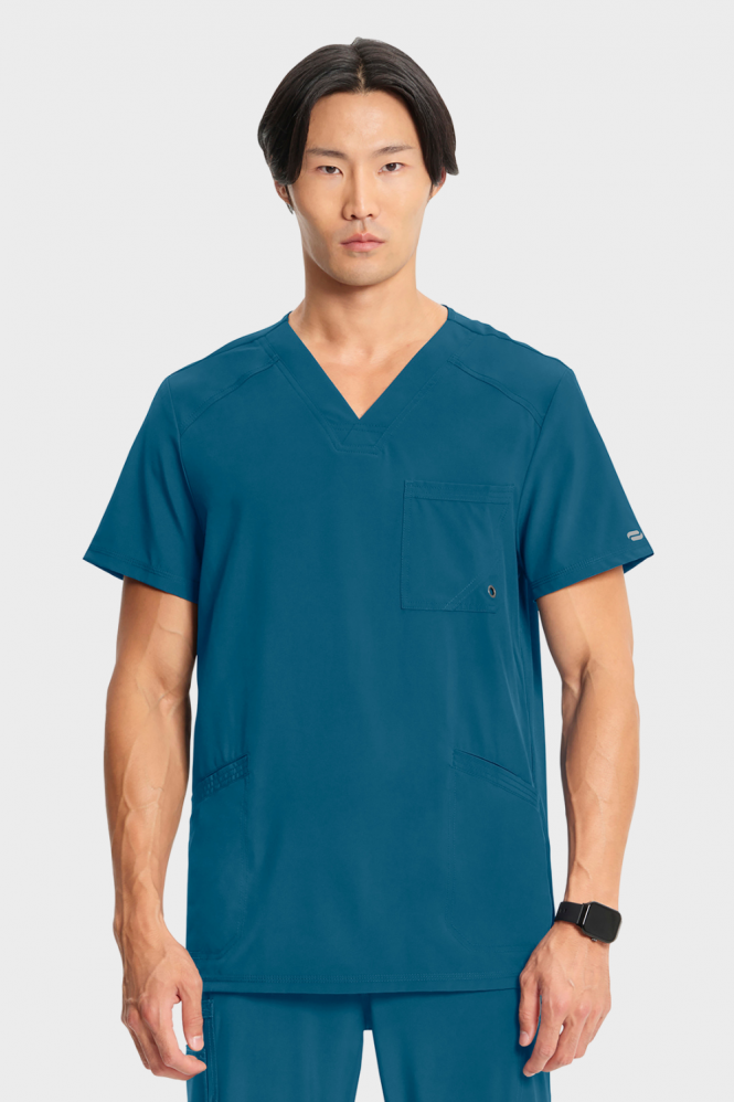 Infinity by Cherokee Men's V-Neck Scrub Top, Caribbean Blue