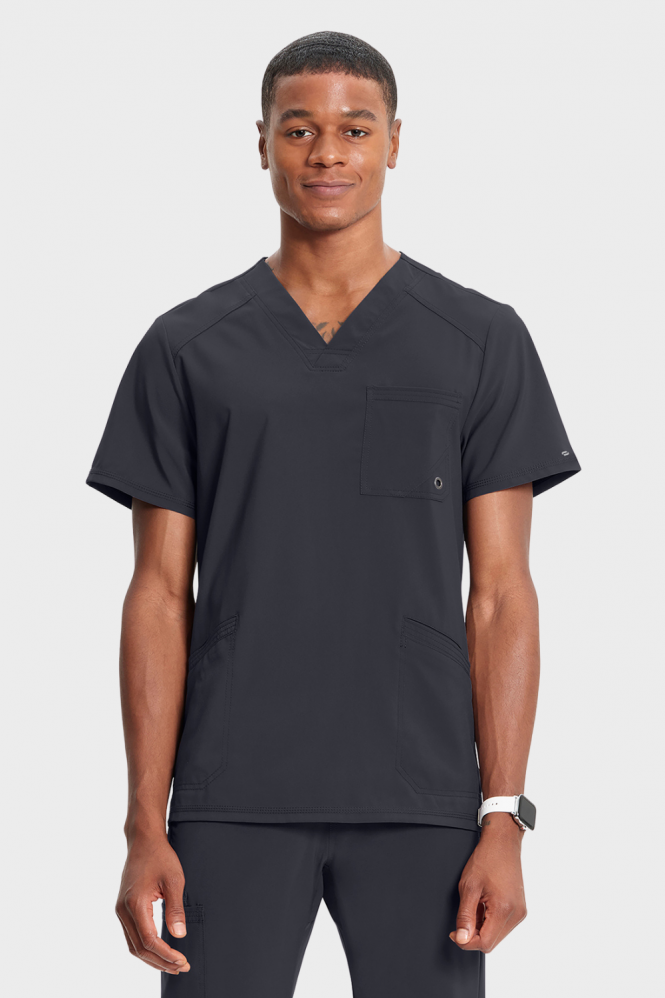Infinity by Cherokee Men's V-Neck Scrub Top, Pewter