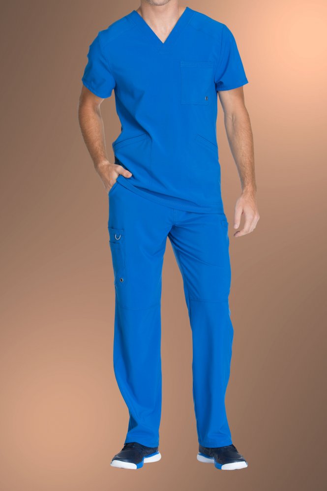 Infinity by Cherokee Men's V-Neck Scrub Top, Royal