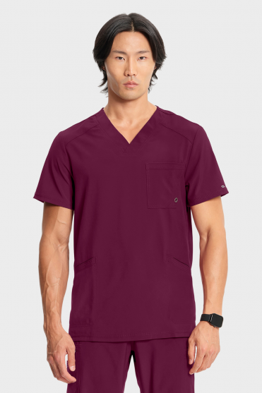Infinity by Cherokee Men's V-Neck Scrub Top, Wine