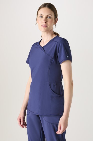 Infinity by Cherokee Women's Mock Wrap Scrub Top, Navy