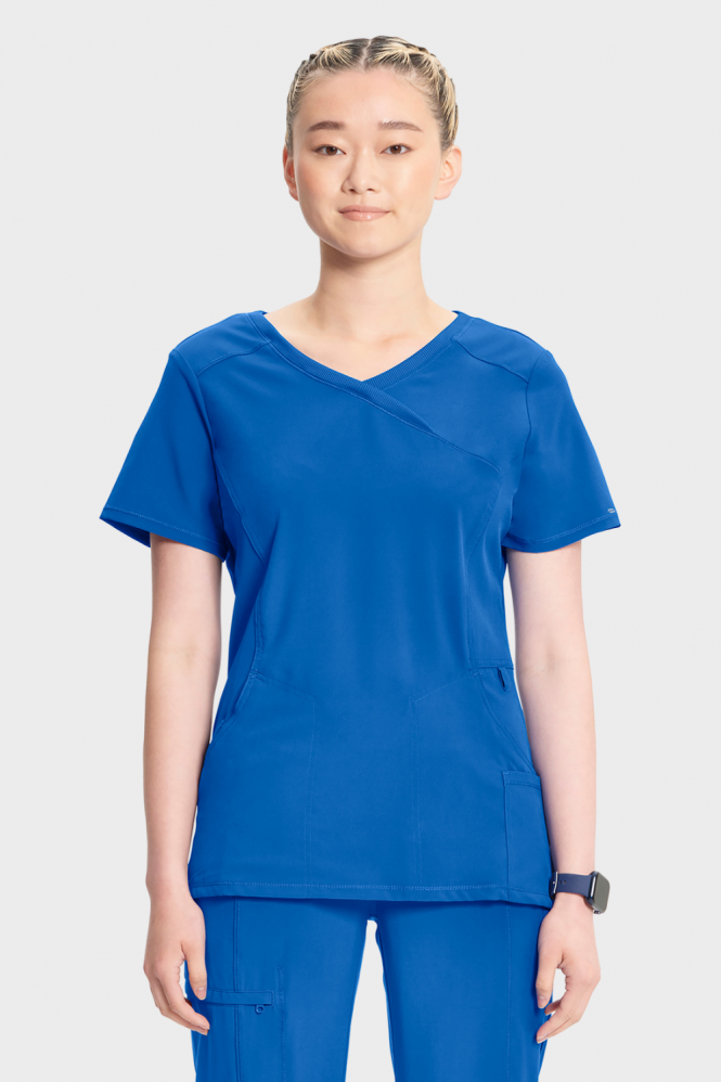 Infinity by Cherokee Women's Mock Wrap Scrub Top, Royal